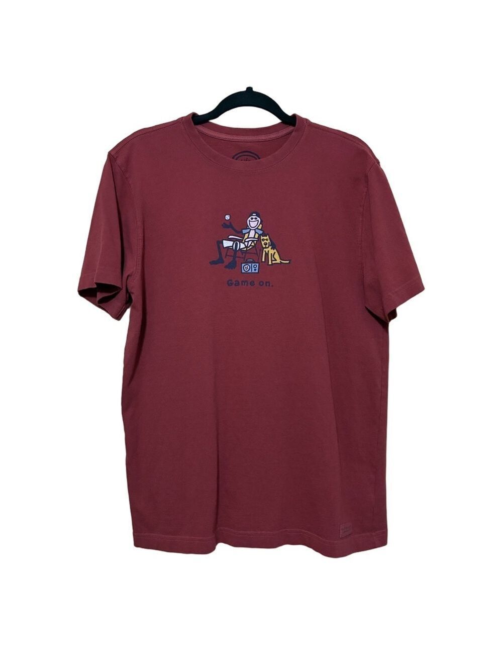 Life Is Good Game On Baseball Crusher Tee Men’s M Red Classic Fit Short Sleeve